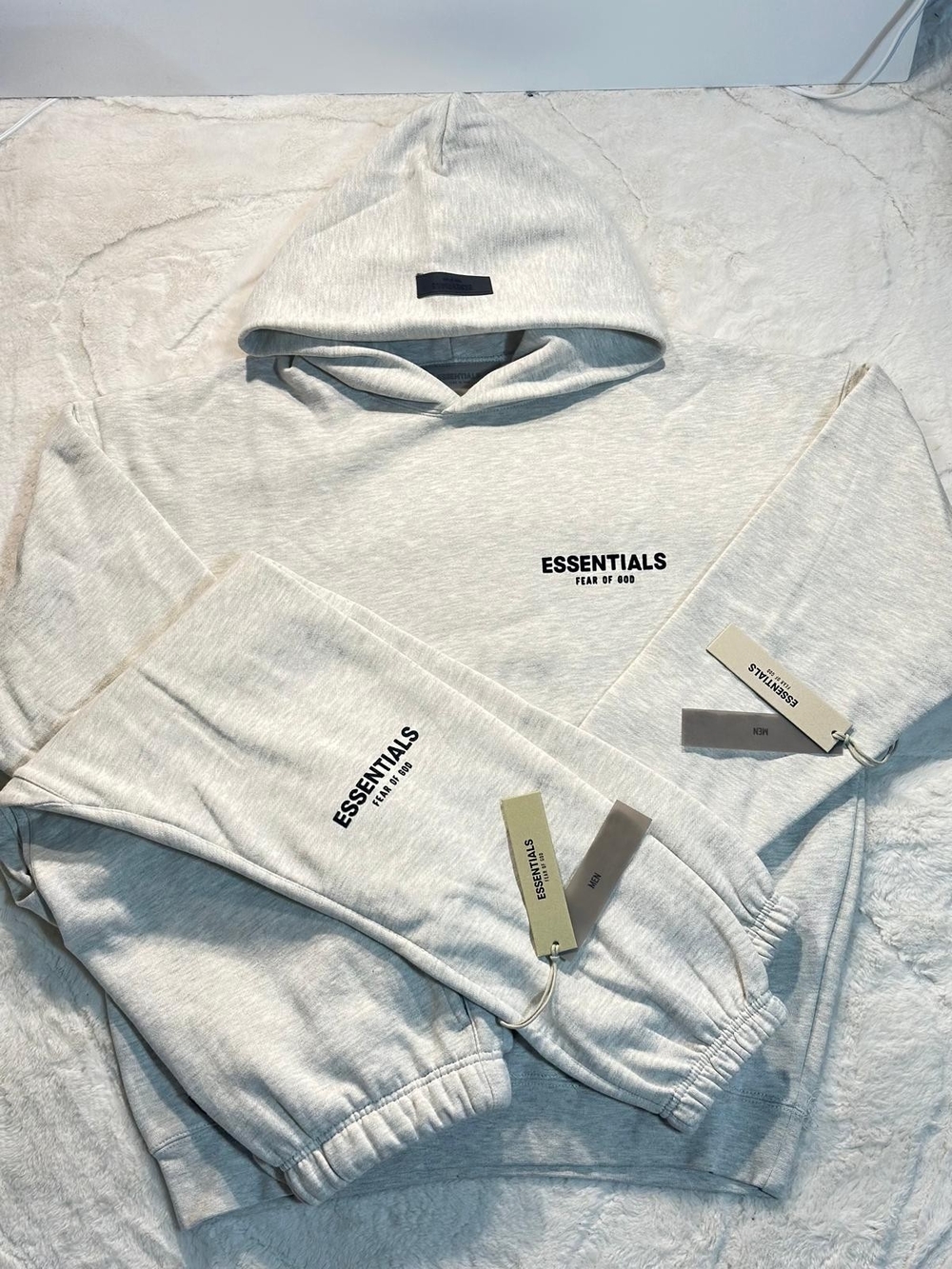 Fear of God Essentials Heather Light Gray Crewneck Hoodie